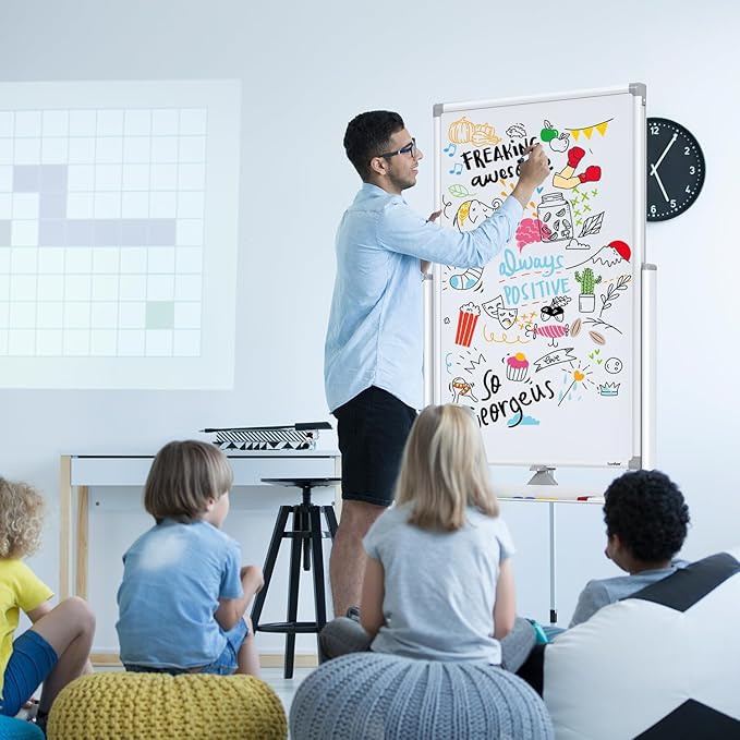 Mobile Dry Erase Board on Wheels - TANKEE 40 x 24 Magnetic Double Sided Whiteboard Easel, Large Reversible Rolling White Board with Aluminum Frame Standing for Office, Home, Classroom