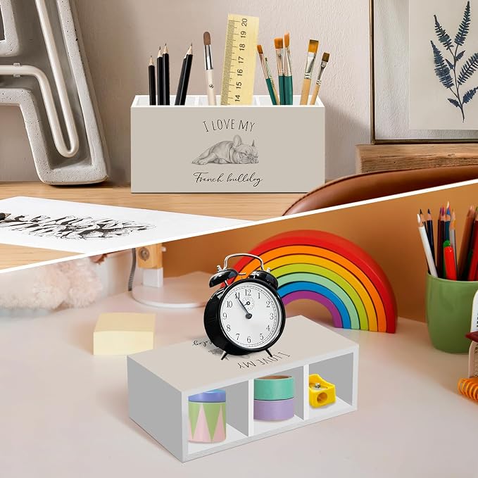 Frenchie French Bulldog Gifts Pen Pencil Holder for Women Desk, I Love My French Bulldog Office Desk Accessories, Dog Lovers Gifts Pen Holders Organizer for Bathroom Classroom