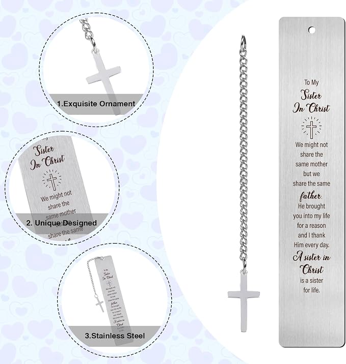 Sisters in Christ Bookmark Gifts - Inspirational Sisters in Christ Gifts for Women, Inspirational Bible Christian Bookmark, Religious Catholic Baptism Christmas Birthday Present for Friends