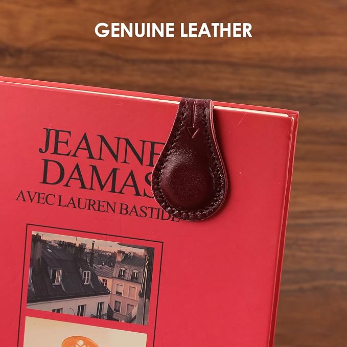 Magnetic Leather Bookmarks Book Marks for Reading Women Men Book Lovers Readers (Dark Red)