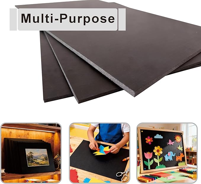 Black Poster Board 18 x 24 in, ZXUNLIEH 12 Pack Foam Poster Board, Foam Core Sheets, Double Sided Puzzle Board, Vision Board for Crafts, Frame, Signage, School Projects, Displays & Events