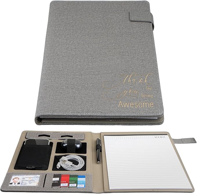 Portfolio Folder for Men & Women, Padfolio Organizer Portfolio, Thank You Gifts Colleagues Employees Staffs, Men Birthday Gifts Friends, Coworkers Work Gift for Women, Appreciation Gift for Clerks