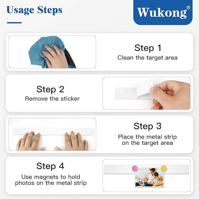Wukong 8 Pack | 30x3cm(11.81 x 1.18) Magnetic Stainless White Boards Strips, Adhesive Backing Bulletin Bar Board, Memo Board with 32Pcs Colorful Magnets for Office, Home, Photo Wall, Documents
