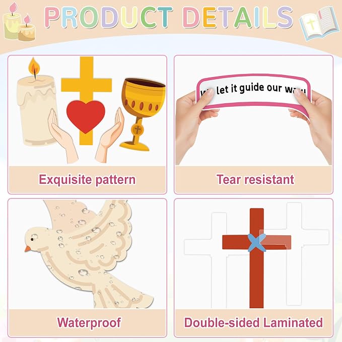 Religious Bible Bulletin Board Set Jesus Sunday School Classroom Decoration Christian Cell Phone Bulletin Board Inspirational Religious Bible Cell Phone Cutouts for VBS Church Chalkboard Wall Decor