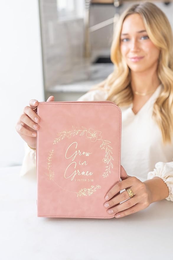 Bible Cover Case for Women - Minimalist Design Debossed Bible Case, Large Bible Covers for Women – Bible Accessories (PinkGold)