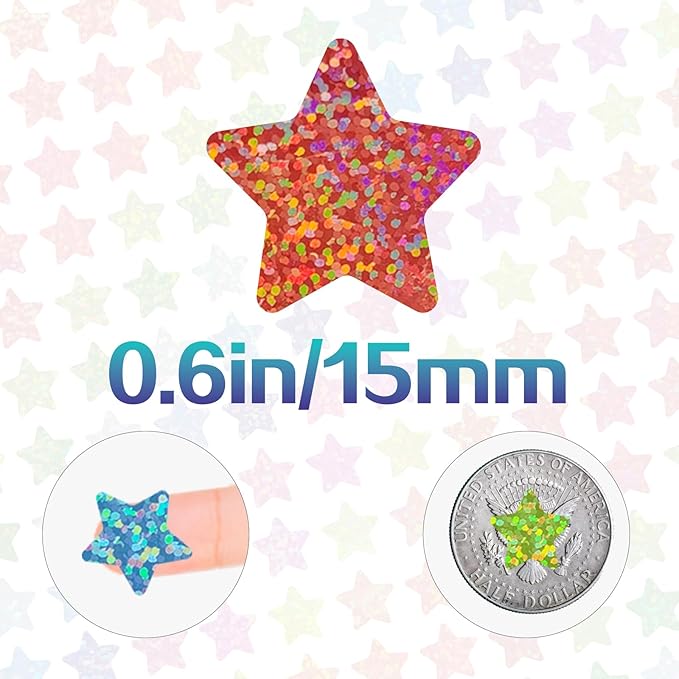2808pcs Star Stickers for Kids Reward,0.6"Holographic Star Stickers,for School,Classroom,Student,and Teacher Supplies,Behavior Reward Charts