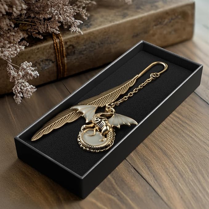 Fantasy Fourth Wing Metal Bookmark Glow in The Dark, Cool Dragon Bookmark Gifts for Women Men Book Lovers Readers (Gold Dragon)