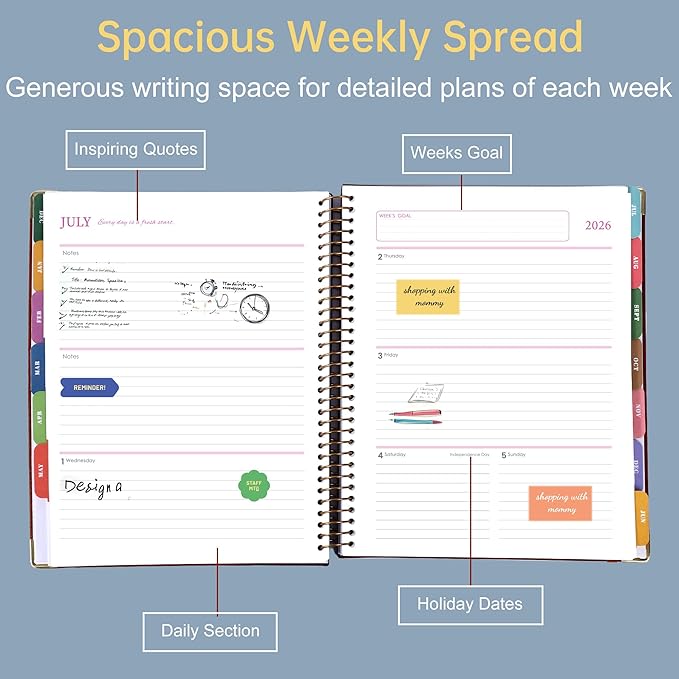 Yoment Planner 2026-2027 Weekly and Monthly 8.5"x11" Large Hardcover Planner from Jul 2026 - Dec 2027 18 Months Calendar Planners for Women Men Yearly Agenda Daily Weekly Planning with Tabs, Sky
