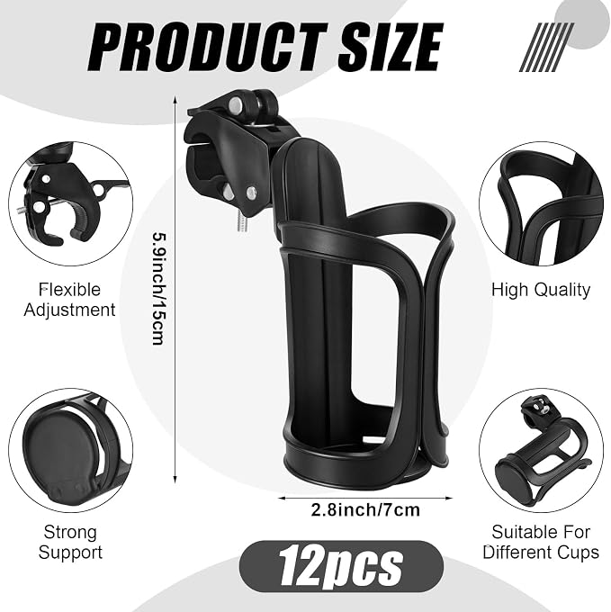 12 Pcs Water Bottle Holder Anti-Spill 360° Rotating for Desk Chair Classroom Office, Chair Pocket Attachment Back to School Gift Cup Organizer for Coffee Drinks