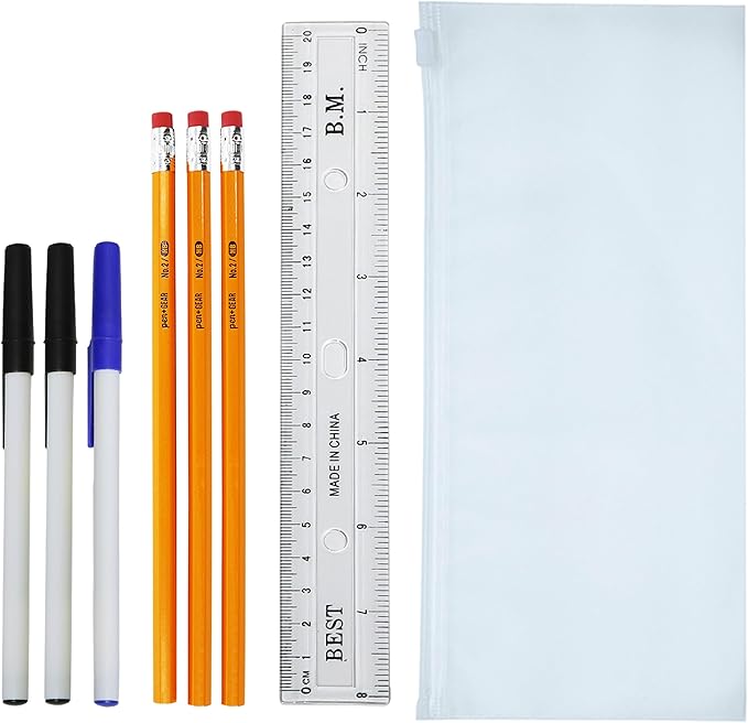 22 Piece Bulk School Supplies Kit for K-12 - Essential Box of School Supplies for Elementary, Middle, and High School Students - Pens, Pencils, Crayons