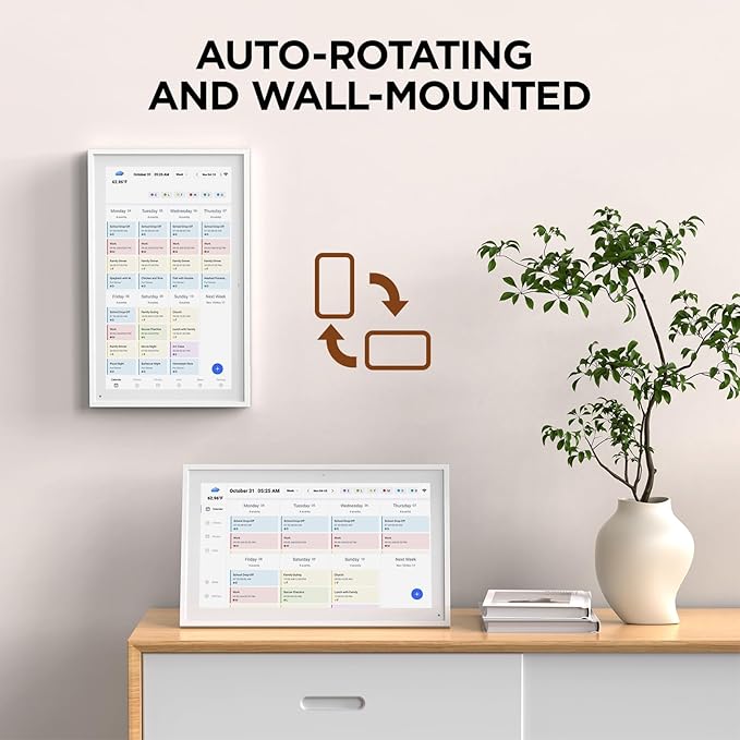 Mezed 21.5" Smart Digital Calendar, Meal Schedule, Duty Chart, HD Smart Touch Screen Home Interactive Electron Calender - Built-in Digital Photo Frame Function, Wall-Mountable
