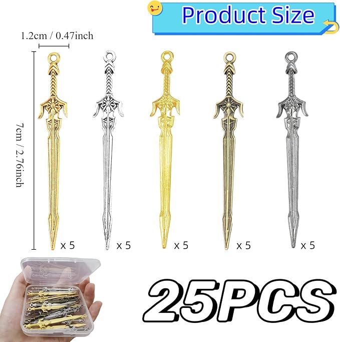 25 Pieces Sword Bookmark, Metal Bookmark, Charms Pendants Bookmarks, Your Reading Assistants, Classroom Prizes, Men Bookmarks for Book Lovers Presents Reading Crafting DIY