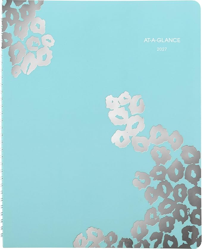 AT-A-GLANCE 2027 Appointment Book Planner, Weekly & Monthly, 13-Month Jan-Jan, 8.5" x 11", Hourly, Wild Washes, Teal (523-905-27)