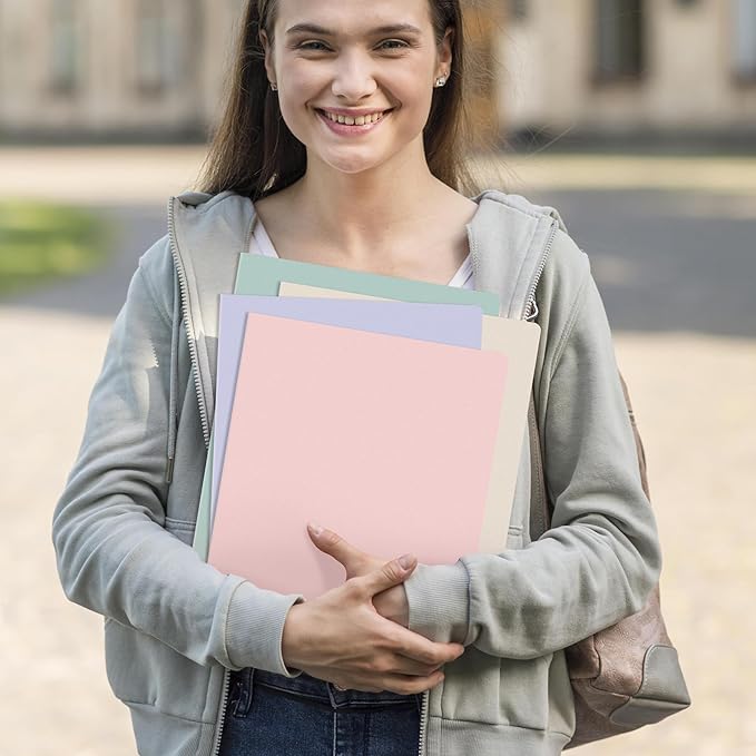 GNL Plastic Folders with Pockets, Pack of 10, Muted Pastel Colors, Heavy Duty 2 Pocket File Folders Letter Size, Pocket Folders for School, Home, and Office