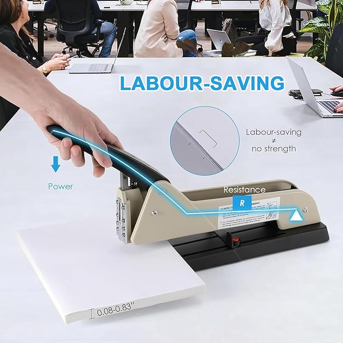 Heavy Duty Long Reach Stapler, Long Arm Stapler, 210 Sheets Capacity, with Flexible Paper Guide, 9.84” Adjustable Stapling Depth Suitable, for Creating Booklets, Pamphlets, and Albums