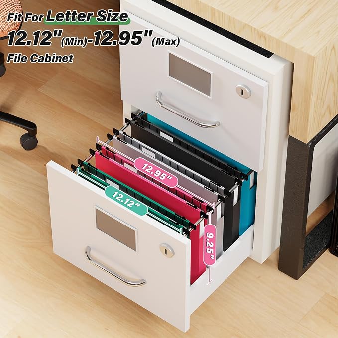 Ansook Letter Size Hanging File Folders Extra Capacity,Heavy Duty 1" Expandable File Folder Organizer,12 Pack Pastel Color File Cabniet Folders,Reinforced Plastic Hang Folders for File Frame Box