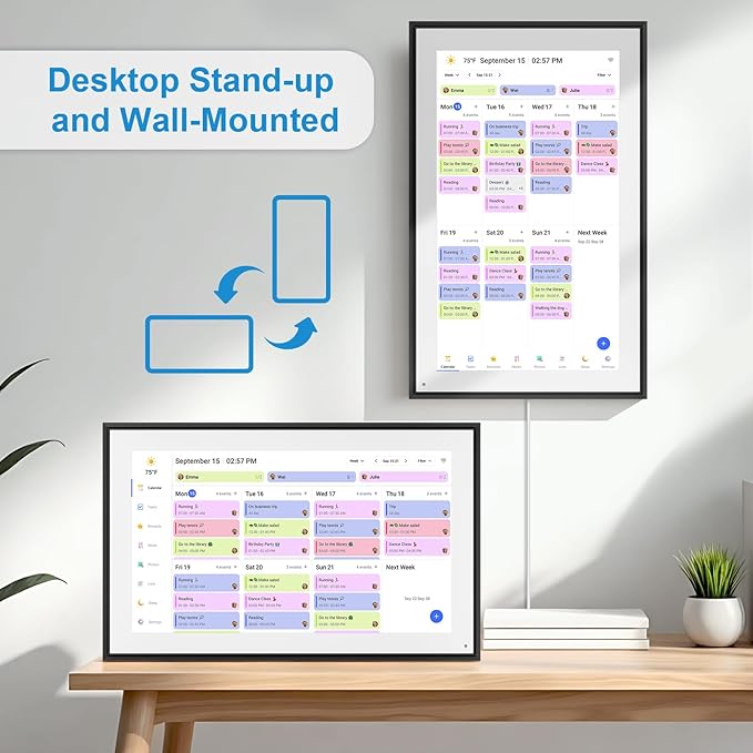 BQQJDD 15.6 Inch Digital Calendar&Chore Chart, 1920 * 1080P Full HD Touchscreen Interactive Display Smart Family Planner, Wall and Desk Mountable, Gifts for Women Men, Gifts for Mom
