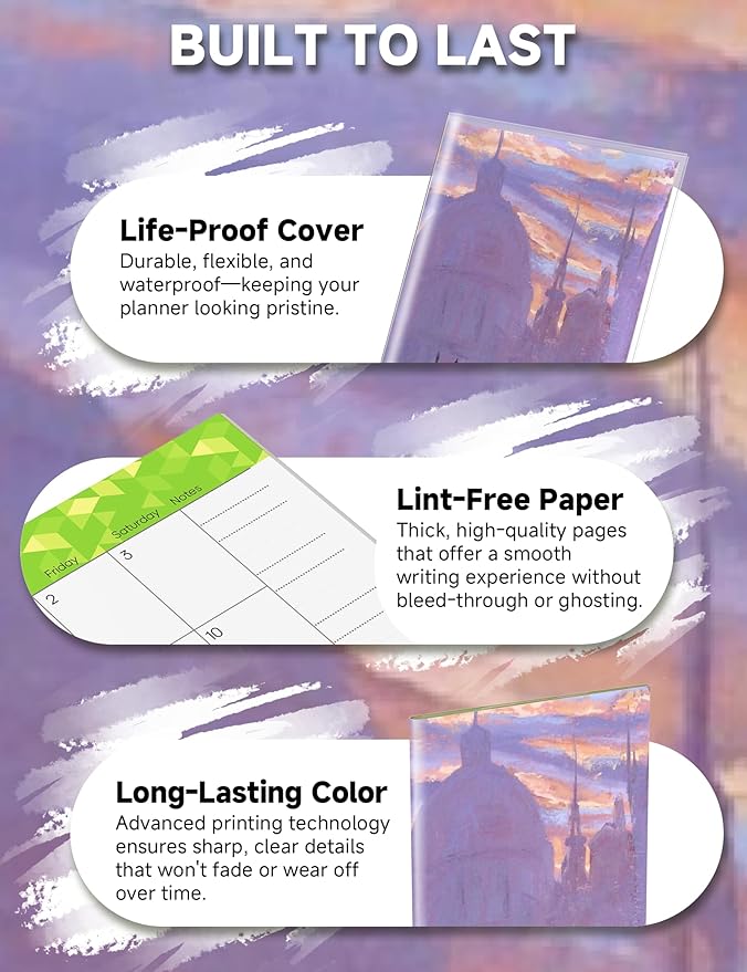 Pocket Calendar 2026-2028 Art Series, Monthly Planner Jan 2026 to Jul 2028 (3.7" x 6.7") Perfect Purse Calendar, Pocket Agenda with Protective Plastic Sleeve-Twilight Street