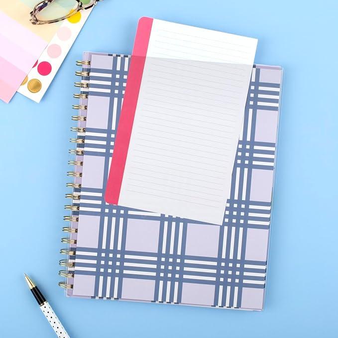 AT-A-GLANCE Planner 2025-2026 Academic, Simplified by Emily Ley, Weekly & Monthly, 8-1/2" x 11", Large, Monthly Tabs, Flexible Cover, Customizable, Lilac Plaid (EL39-901A)