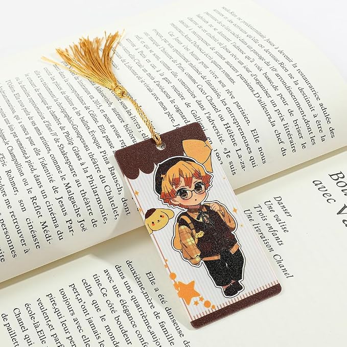 Anime Demon Kamado Acrylic Bookmark - Anime Tanjiron Zenitsu Giyuu Kyoujurou Figure Page Mark Reading Tool, Holiday Gifts for Reading Fans Book Lovers Bookworm (4PCS Set-1)