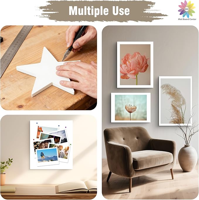Mat Board Center Pack of 5, 8.5x11 Foam Boards Acid Free White Foam Core Boards for Mounting, Crafts, Display, Presentation and Projects, 1/8" Thick