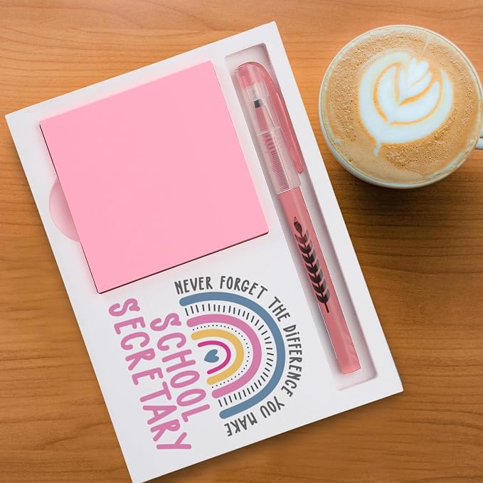 School Secretary Gifts Sticky Note Holder, Thank You Gift for School Secretary Office Assistant or Administrative Staff, Education Appreciation Week, Graduation Holiday Recognition Desk Decor PB049