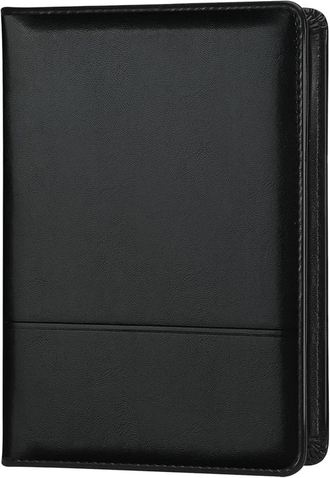Lcjtop Classic Padfolio/Junior Portfolio Folder Case, A5 Business Organizer Binder for Men Women, 5 x 8 Writing Pad Included