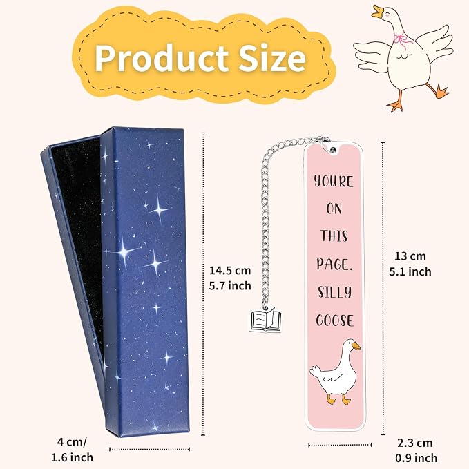 Silly Goose Metal Bookmark - Funny Animal Book Marks for Reading Women Men, Cute Goose Design with Humorous Quote, Unique Book Lovers Gifts for Book Club Members Readers Students Teachers