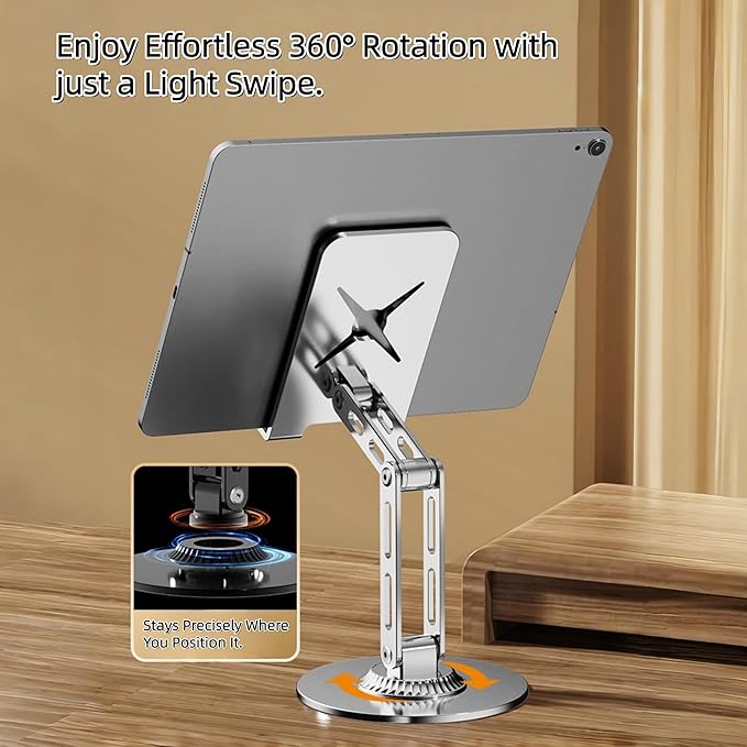 Cell Phone Stand for Desk - [Height Adjustable] Foldable Phone Holder, Portable Stand for iPhone 17 16 15 14 13 12 11 Pro Max Plus Air, Galaxy S25 S24, Telephone, Office Accessories, Silver