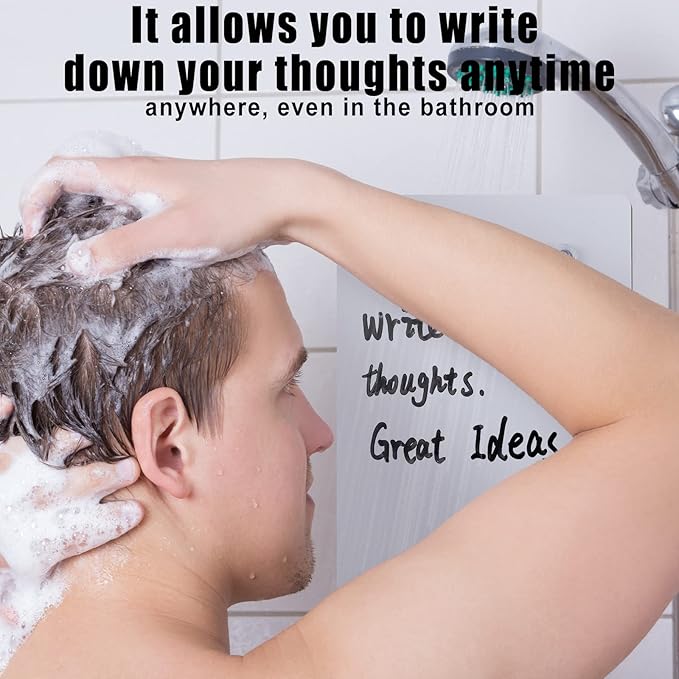 Yexiya 2 Pieces Shower Notepad Waterproof Shower Whiteboard with Suction Cup Dry Erase Board for Shower Shower Writing Pad Board on The Bathroom Wall with Pen for Adults Home Office (6 x 9 Inch)