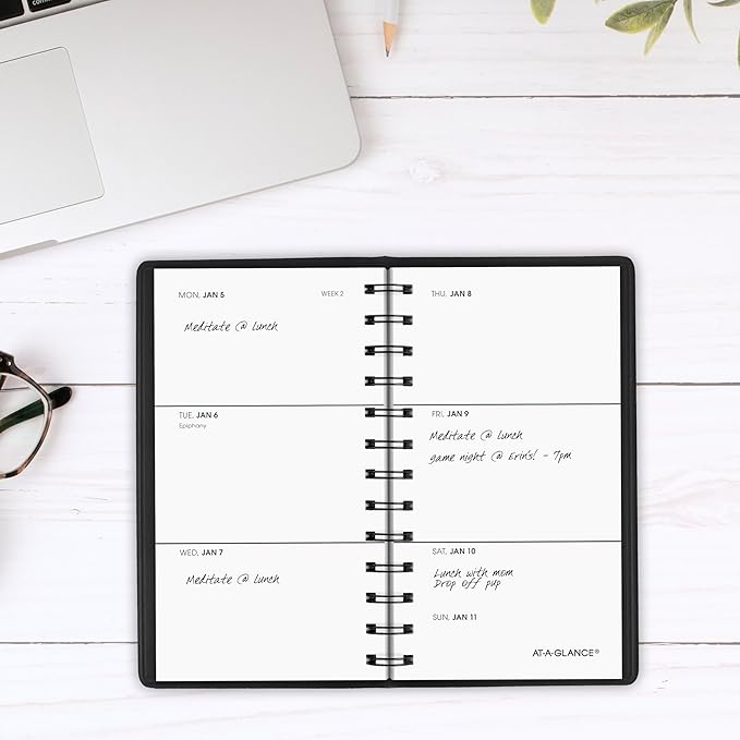AT-A-GLANCE 2026 Planner, Weekly, 2-1/2" x 4-1/2", Pocket Size, Black (700350526)