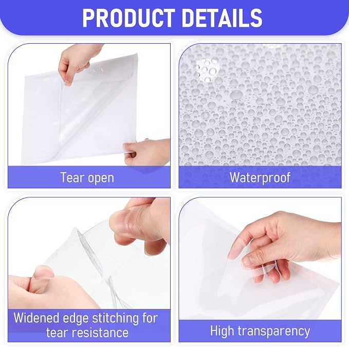 Outus 60 Pcs Self Adhesive Shop Ticket Holders Clear Plastic Sleeves Adhesive Pockets Work Order Job Ticket Holders for Back to School Student Label Home Office Posting Signs (8.5 x 11 Inch)