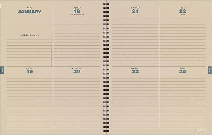 TF Publishing July 2026 - June 2027 Leather Compass Large Weekly Monthly Planner - 12 Month Academic Planner 2026-2027 with Durable Cover, Thick Uncoated Paper, and Planning Stickers - 9in x 11in