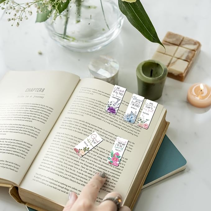 Bible Verse Magnetic Bookmarks - 30 PCs Christian Floral Book Marks for Reading Women Bulk Religious Inspirational Page Markers for Girls Kids Students School Scripture Church Faith Gifts