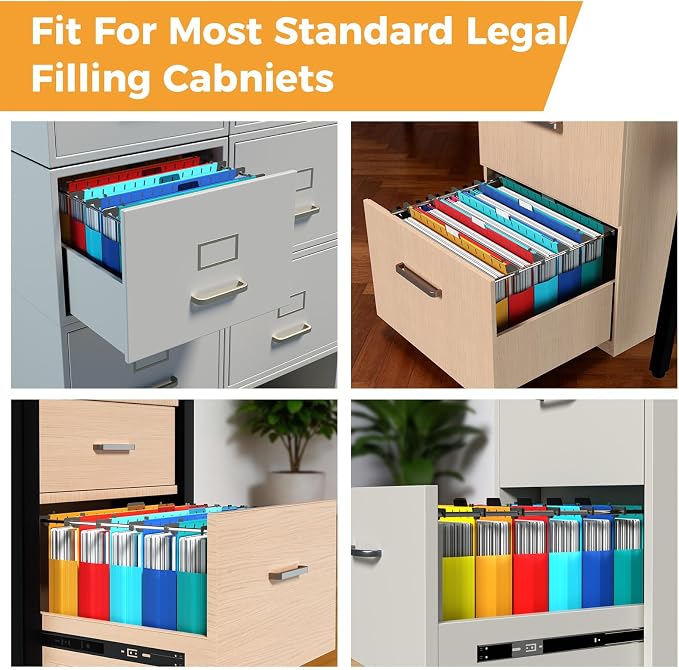Ansook Legal Size Hanging File Folders, 12 Pack Plastic Legal Size File Folders,Heavy Duty 2.5 Inch Expansion, Extra Capacity Legal Hanging Folders for Office School Home Filing Cabinet