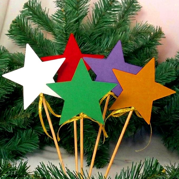 72 Pcs 5.5 Inches Large Paper Star Cutouts, 9-Color Assorted Star Shape Die Cut for Bulletin Board Decor, Classroom Wall, Patriotic 4th of July Party Decor, Teacher School Supplies, DIY Crafts