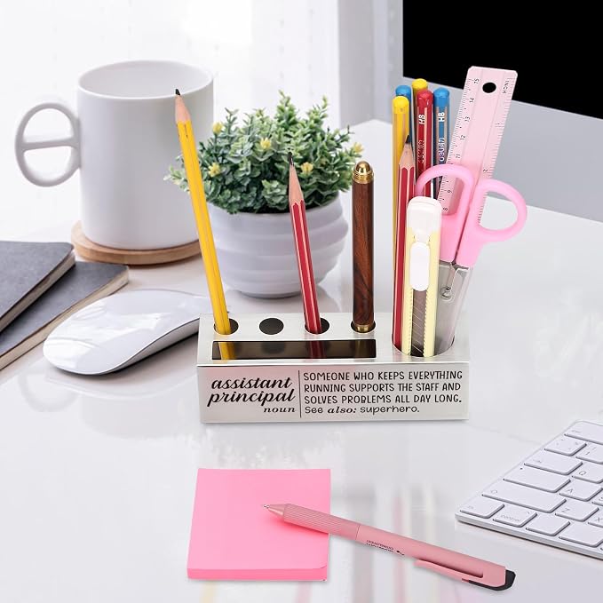 YODOCAMP Thank You Stainless Steel Pencil Holder for Assistant Principal, Appreciation Gift for Assistant Principal, Uplifting Desk Organizer for School Admin, Desktop Decor for School Office TZC175