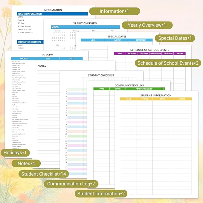 Teacher Planner 2026-2027 Academic Year, Jul.2026 - Jun.2027, 8.5" x 11" Lesson Planner Book for Teachers, Teacher Planners with Colorful Monthly Tabs for Homeschool & Classroom Organization - Orange