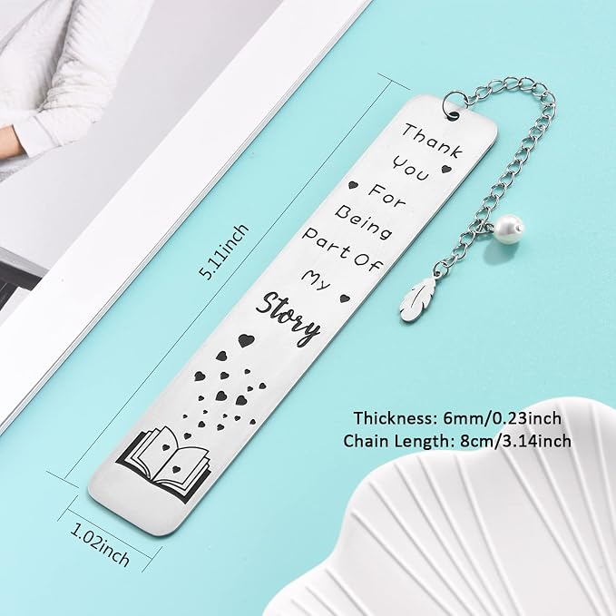Teacher Gifts for Women Men, 2026 Teacher Graduation Gifts - Thank You for Being Part of My Story Appreciation Metal Bookmark Birthday Christmas Retirement Teacher Gifts from Students