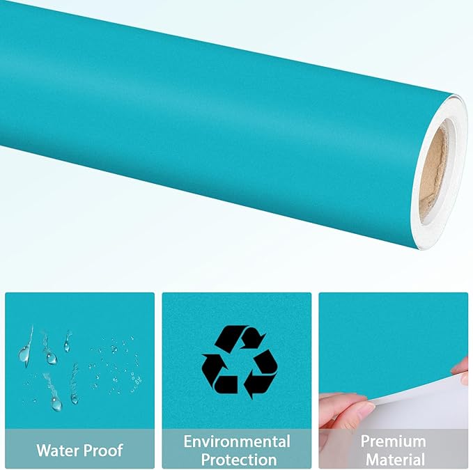 Qyeahkj 17.7in x 20ft Bulletin Board Paper Roll Bulletin Board Background Paper Fade Resistant Classroom Decoration Poster Art Craft Home Wall Education Decor Supplies Teal Blue