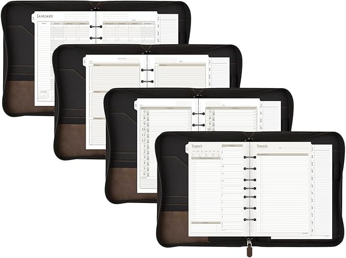 AT-A-GLANCE Simulated Leather Undated Starter Set, 43184 DAY-TIMER, Desk Size, Distressed Brown (031-0140-04)