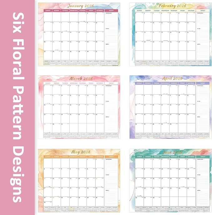 Ospelelf Calendar 2026-2027 Large Desk Calendar 2026 Monthly Desktop Calendar 22” x 17", 18 Month Calendar with Plastic Cover, Use Jan 2026 - June 2027, Multicolor