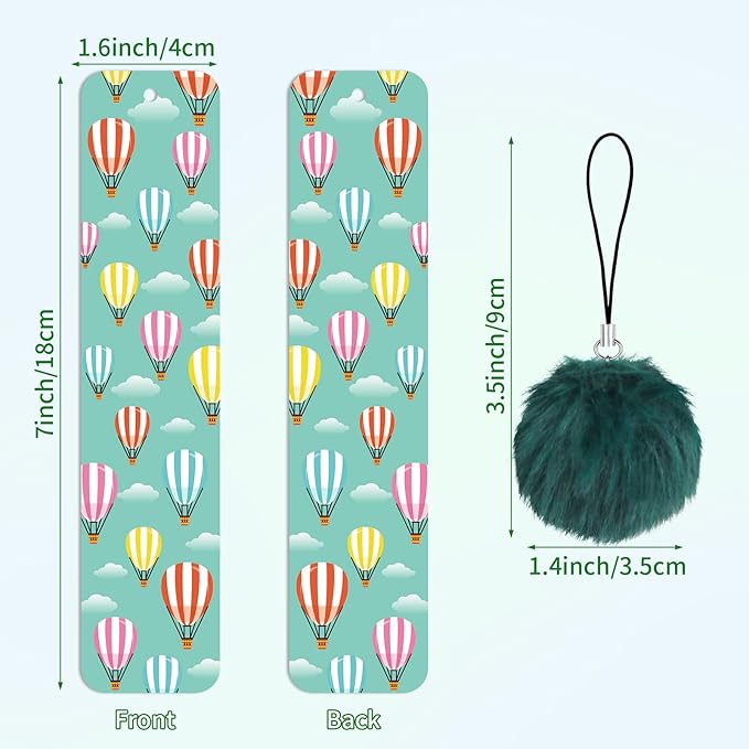 16 Pcs Cute Bookmarks Bulk Colorful Book Marks with Pompom Pendant Gifts for Reading Kids Boys Girls Book Lovers Reading Presents Classroom Reading Prizes Party Favor