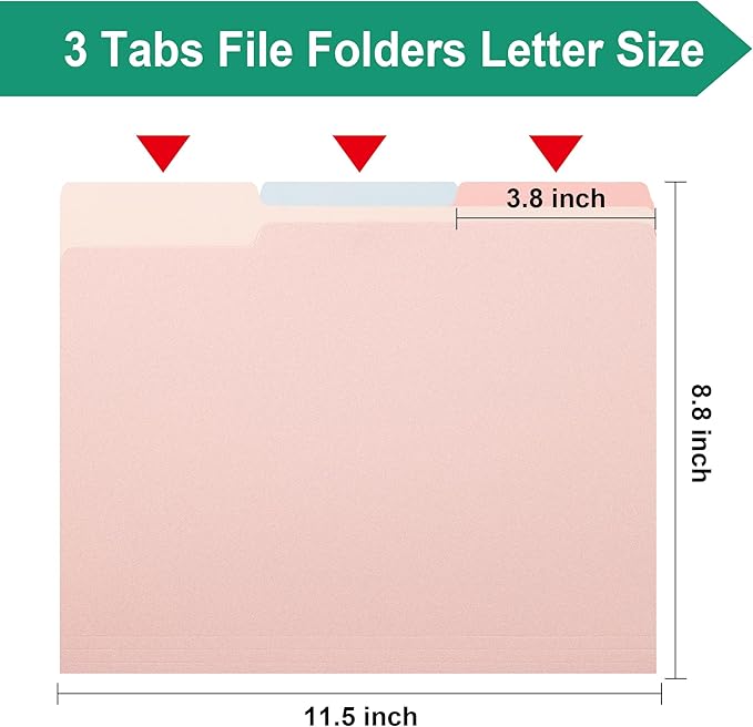 pmybupo Light Pink Two Tone File Folders,18 Pack Colored Manilla Folders 8.5 x 11,Office Organization Home School Folders for Documents Files Paper