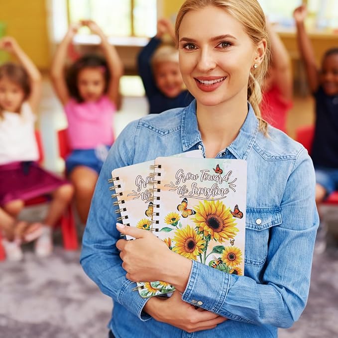 Sunflower Weekly Planner Hardcover - 52 Weeks Undated Daily Schedule Organizer with Personal Info Page & Perpetual Calendar, Floral Planning Notebook Gift for Women & Students, Office Home Planning
