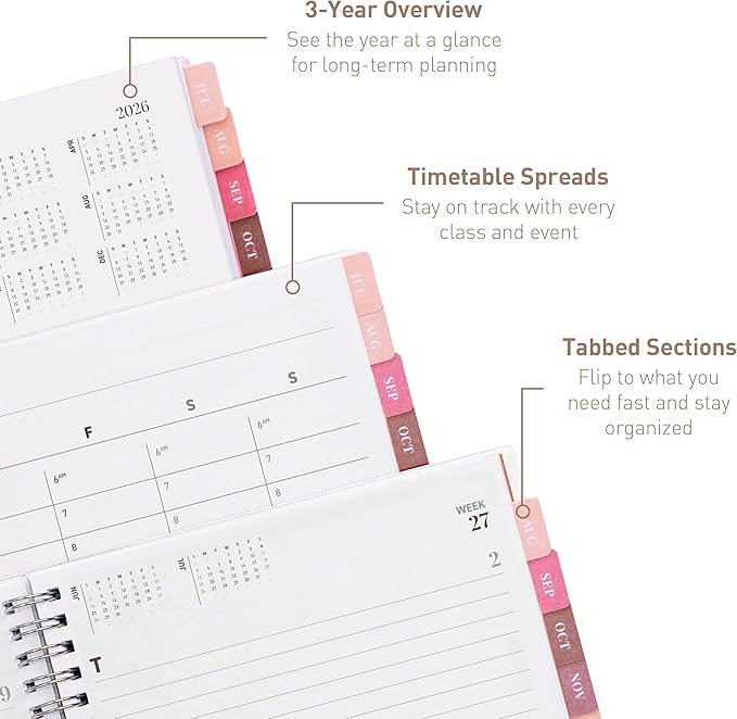 Rileys Academic Planner 2026-2027, Daily, Weekly & Monthly Planner, July 2026 - June 2027, Student Notes Pages, Twin-Wire Binding, Weekly Agenda for School & Work (8 x 6-Inches, Black)