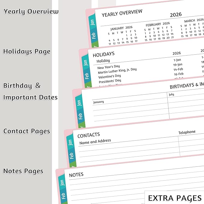 2026 Appointment Book - January - December 2026, Appointment Planner with Weekly ＆ Monthly Spread, 8.5'' x 10.5'', Large, 15 Minute Increments, 2026 Daily Planner with Pockets, Tabs, Soft Cover