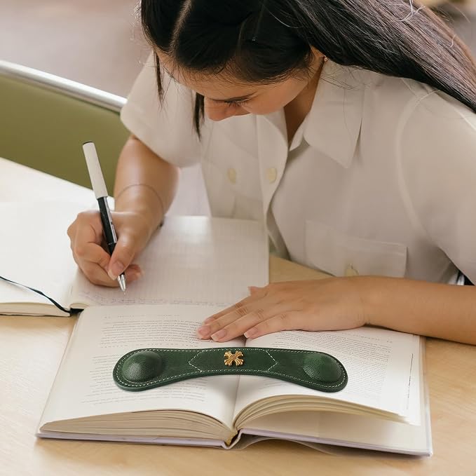 Book Weight Holder Wooden Thumb Book Page Open Weighted Bookmark Corner Reading Accessories Office Desk Decor Executive Gift for Writer Reader(Bookmark Page Holder-Green)