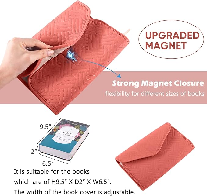 APLUFINE Reusable Book Cover with Magnet Closure - Adjustable Book Sleeve for Book Lovers Gift - Book Protector for Paperback -Book Covers for Hardcover - Book Pouch - Book Carrier