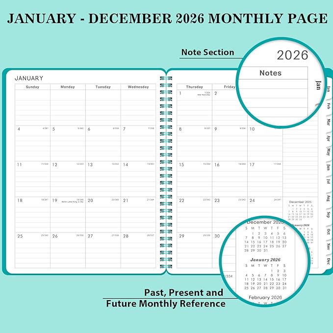 Planner 2026-2027 - 2026 Planner(January - December 2026), 8" x 10", Calendar Planner 2026, 2026 Planner Weekly and Monthly Spiral Bound, Flexible Cover, To-Do List, 12 Monthly Tabs